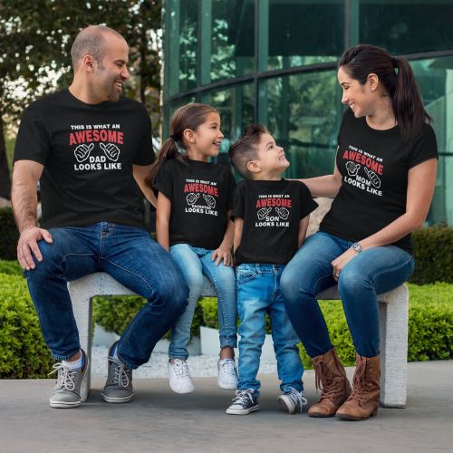 Awesome Mom, Dad and Kids Matching Family T-shirts