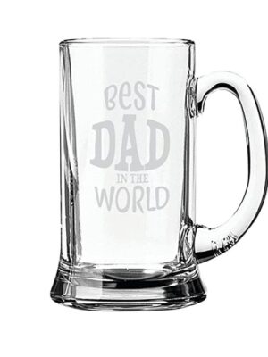 Best Dad in The World Engraved Beer Mug