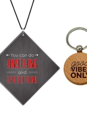 Motivational Gift Car Hanging You can Do Anything and Everything Printed with Wooden Keychain