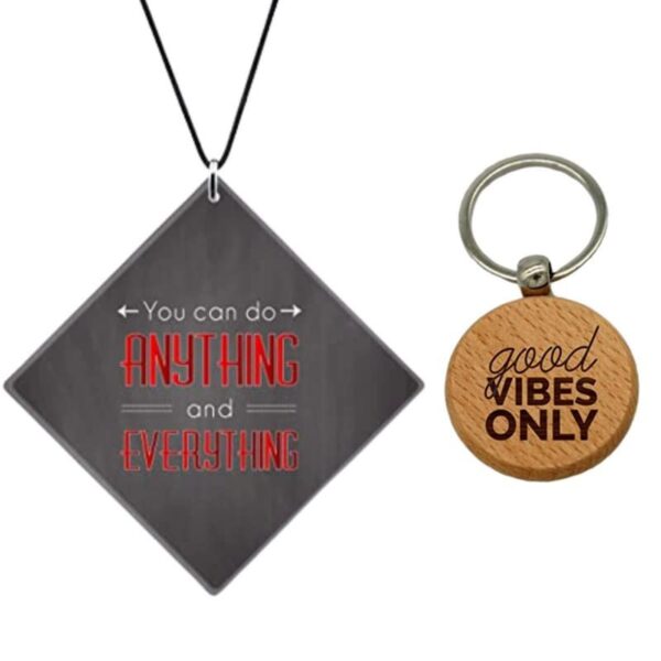 Motivational Gift Car Hanging You can Do Anything and Everything Printed with Wooden Keychain