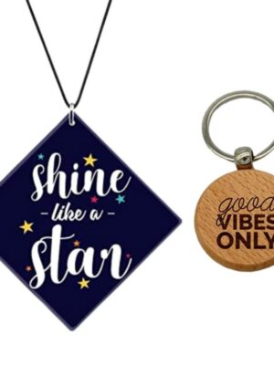 Motivational Gift Car Hanging Accessories Shine Like a Star Printed with Wooden Keychain
