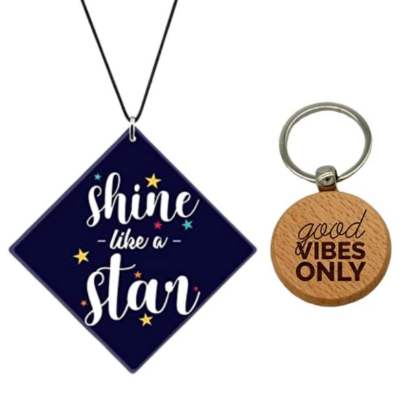 Motivational Gift Car Hanging Accessories Shine Like a Star Printed with Wooden Keychain