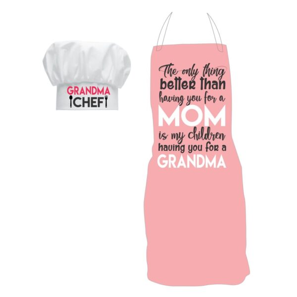 for Grandmother Grandma, Best Grandma Gift Combo for Grandmother Set of 4 - Apron, Chef Hat, Mug with Coaster