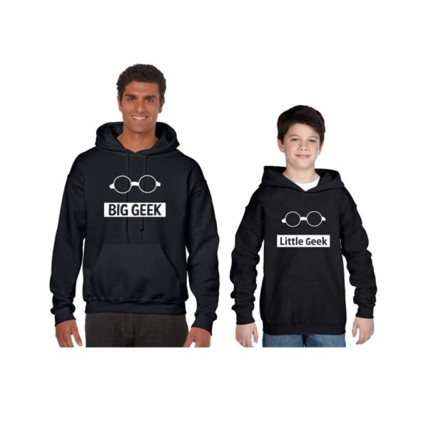 Big Geek Little Geek Family Sweatshirt Hoodies for Men and Kid