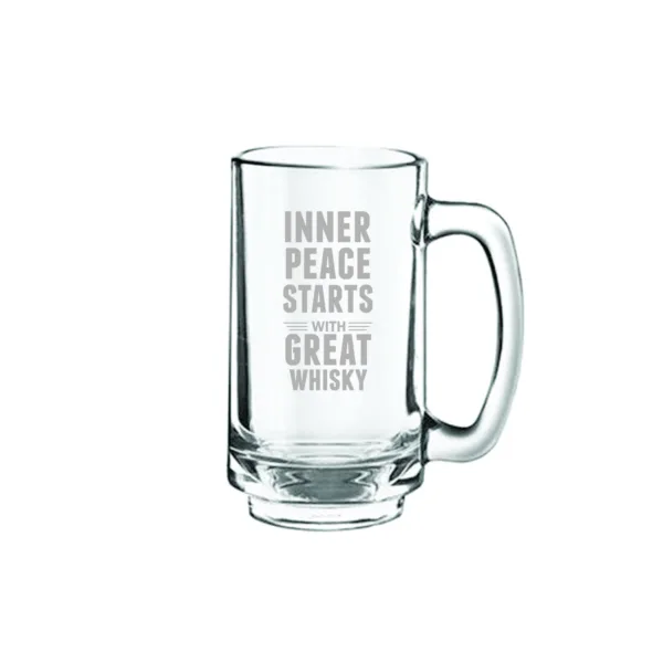 Inner Peace with Great Whiskey Engraved Beer Mug