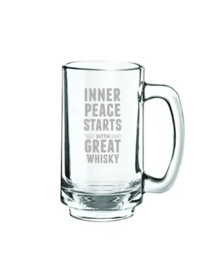 Inner Peace with Great Whiskey Engraved Beer Mug