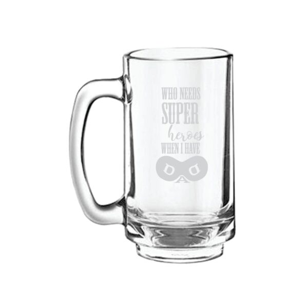 Super Hero Dad Engraved Beer Mug
