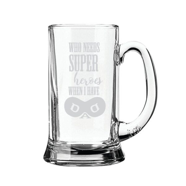 Super Hero Dad Engraved Beer Mug