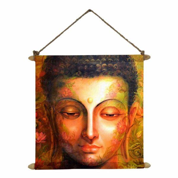 Converging Buddha Idol Puja Pooja Poster Wall Painting Hanging Scroll Canvas - 12 x 12 inches