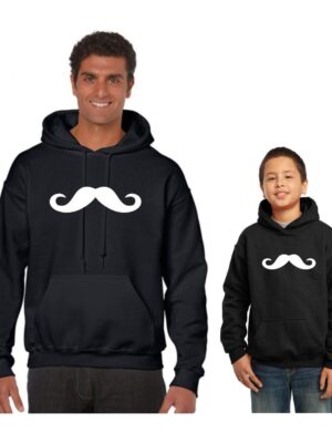 Moustache Matching Family Hoodies Set