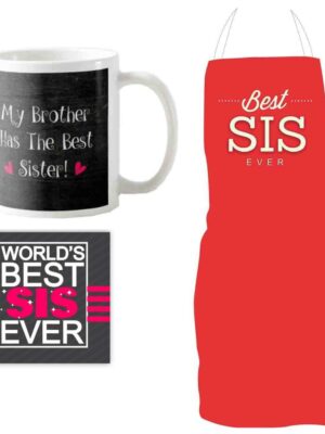 My Brother has The Best Sister Gift Hamper Set of 3- Apron, Mug , Table  Coaster