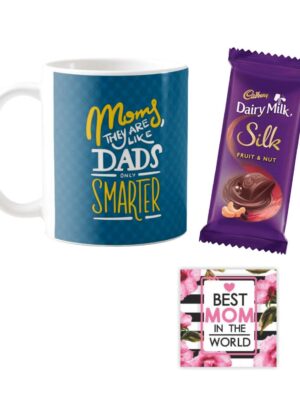 Birthday Chocolate Gifts Combo for Mom - Moms They are Like Dads Only Smarter Mug, 1 Cadbury Dairy Milk Silk (60
