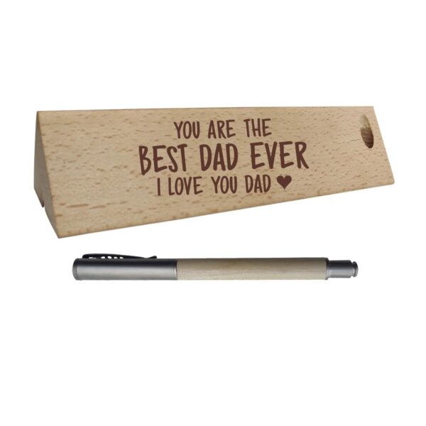 You are The Best Dad Ever Handmade Wooden Pen with Engraved Triangle Pen Box Holder