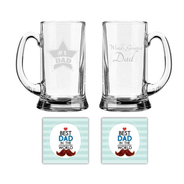 World Greatest dad & No.1 Dad Engraved Beer Mug