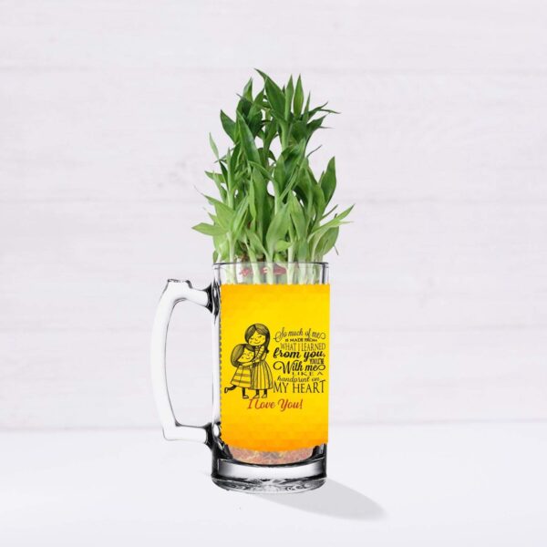 Lucky Bamboo Planter Indoor Plants_1 Tier with Printed Mug - You are The Best Daddy