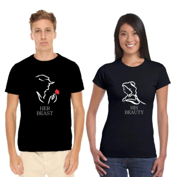 His Beauty Her Beast Matching Couple T-Shirts