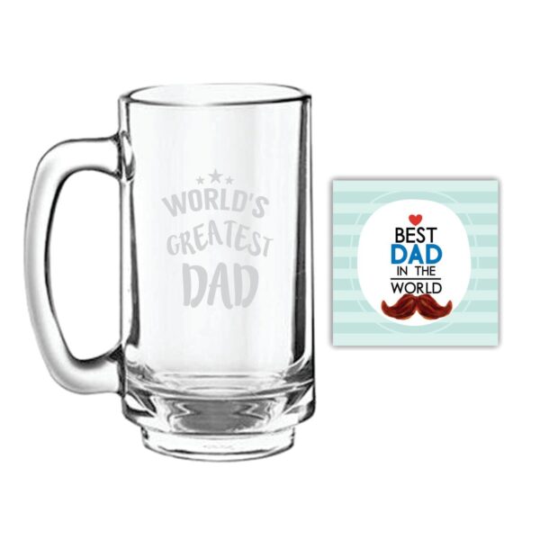Worlds Greatest Dad Engraved Beer Mug for Dad