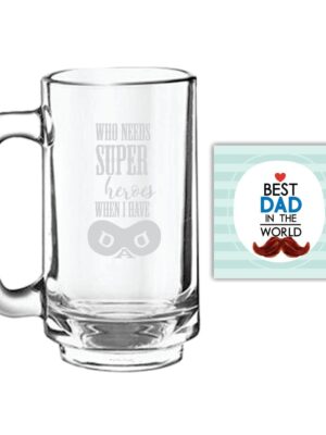 Super Hero Dad Engraved Beer Mug