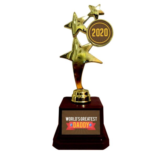 Worlds Greatest Papa Star Trophy 2020 Golden Star Award for Father