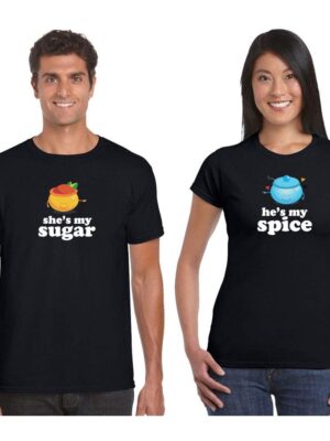 Couple T-Shirts He is My Sugar She is My Spice Men Women  for Girlfriend Boyfriend