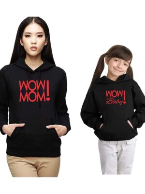 Wow Mom & Wow Baby Family Hoodies Set