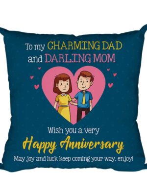 12x12 inches Happy for Mom Dad Cushion Cover Charming Darling Printed Sofa Throw Pillows - Blue