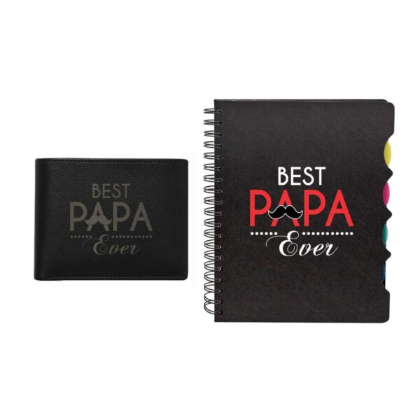 Best Papa Ever for Dad Set of 2 - Engraved Notebook A5 Size, 300 Ruled Pages, Dad Mousepad