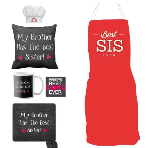 My Brother has The Best Sister Gift Hamper Set of 6 - Apron,Chef Hat, Mug,