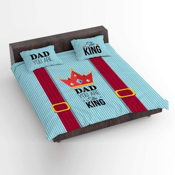 Printed Bedsheet with 2 Pillow Covers - Dad You are The King,