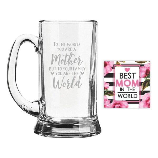 Mother You are the World Engraved Beer Mug