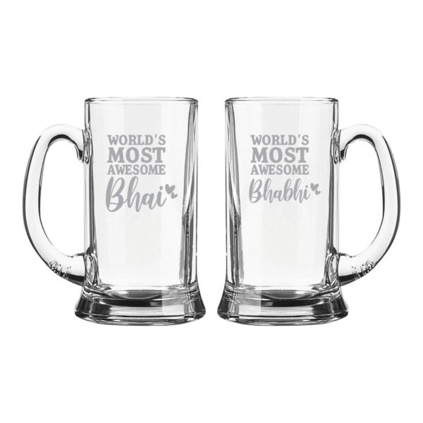 Worlds Most Awesome Bhai Bhabhi Engraved Beer Mug