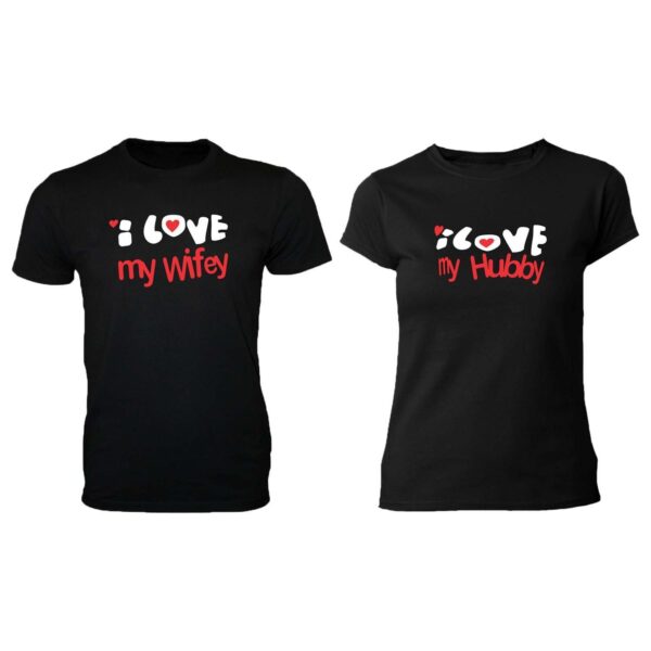I Love My Wifey & Husband Matching Couple T-shirt
