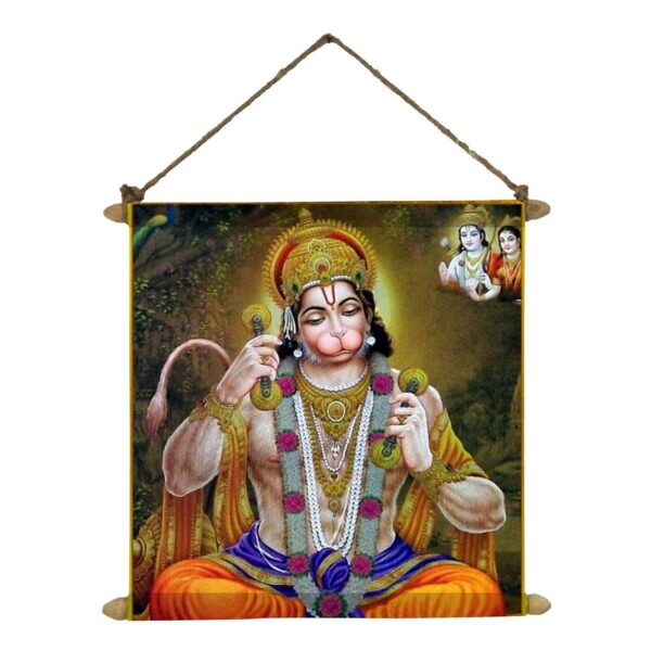 Bajrangbali Hanuman Idol Poster Wall Painting Hanging Scroll Canvas - 12 x 12 inches