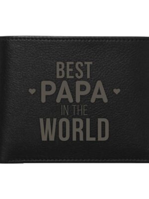 Best Papa in The World Men's Leather Wallet - President Black