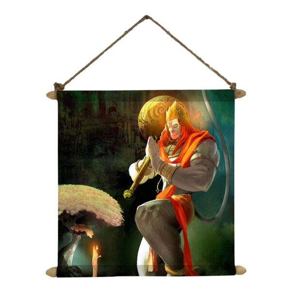 Artistic Hanuman Idol Poster Wall Painting Hanging Scroll Canvas - 12 x 12 inches