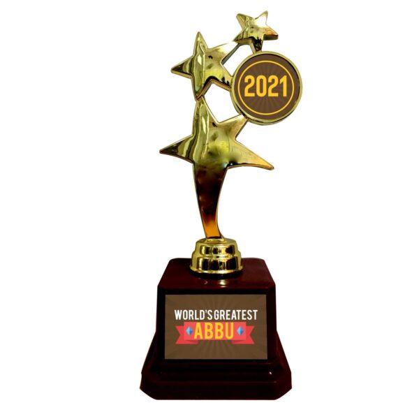 Worlds Greatest Abbu Urdu Star Trophy 2021 Golden Star Award for Father
