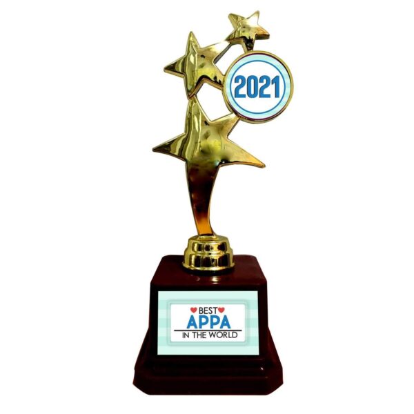 Best Abbu in The World Urdu Star Trophy 2021 Golden Star Award for Father