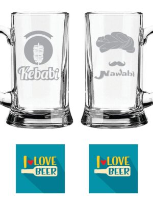 Kebabi Nawaabi Hindi Engraved Beer Mugs