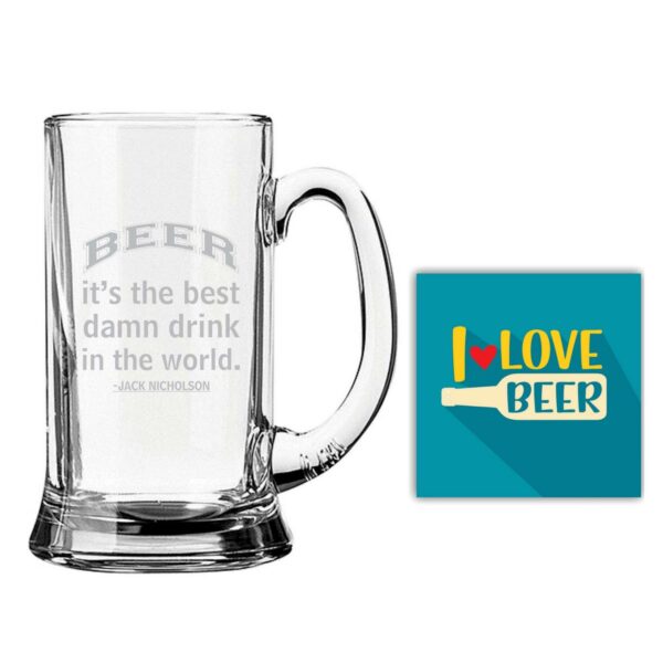 Best Drink in The World Engraved Beer Glass Mug