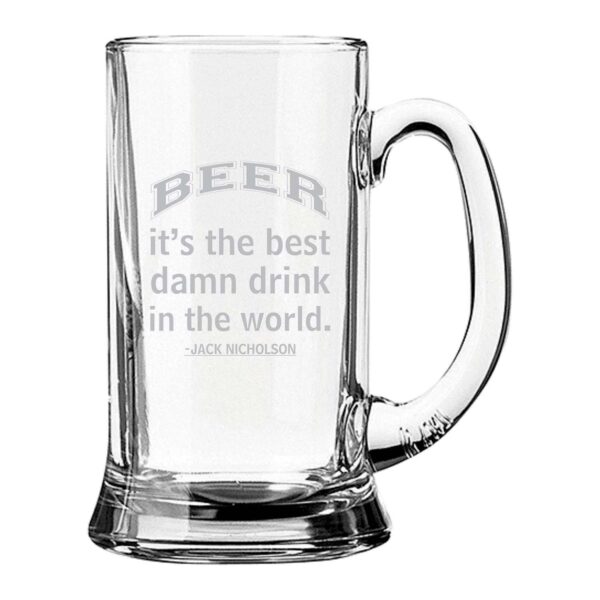 Best Drink in The World Engraved Beer Glass Mug