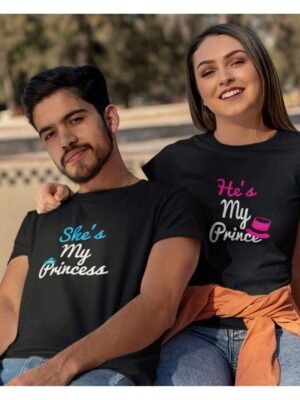 He is My Prince & She is My Princess Matching Couple T-Shirts