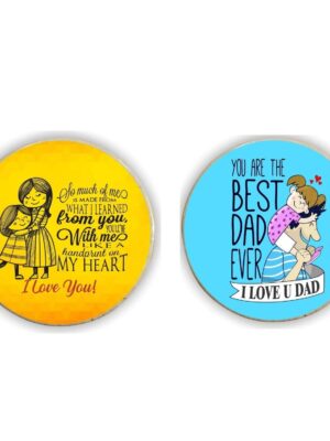 (Round) Acrylic Fridge Magnet for Parents - I Love You My Mom Dad