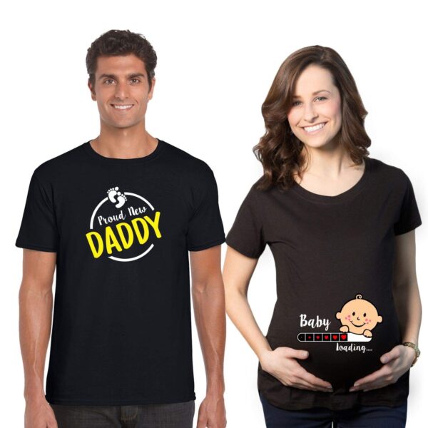 Proud New Daddy & Baby Loading Maternity Couple T-Shirts