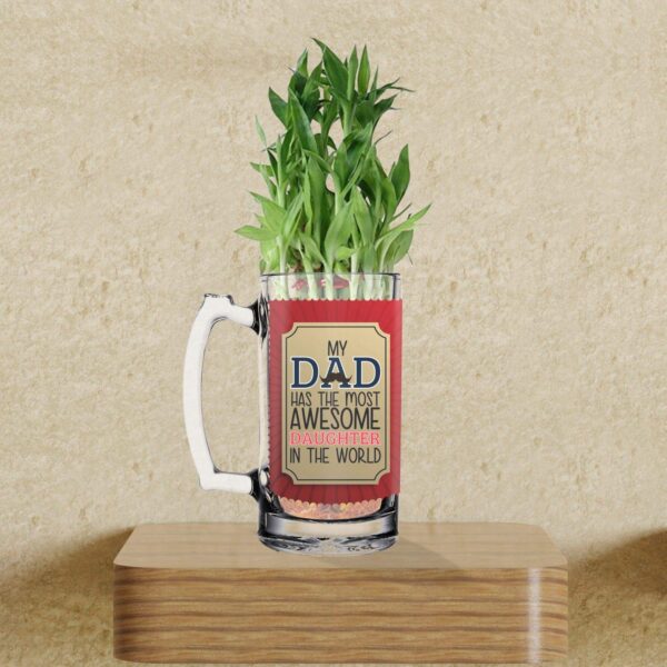 Lucky Bamboo Planter Indoor Plants_1 Tier with Printed Mug - You are The Best Daddy
