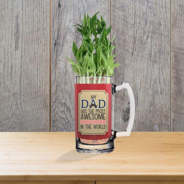 Lucky Bamboo Planter Indoor Plants_1 Tier with Printed Mug - You are The Best Daddy