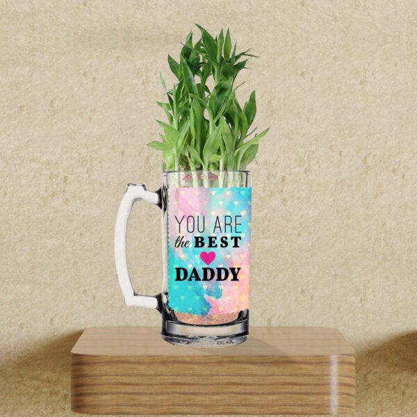 Lucky Bamboo Planter Indoor Plants_1 Tier with Printed Mug - You are The Best Daddy