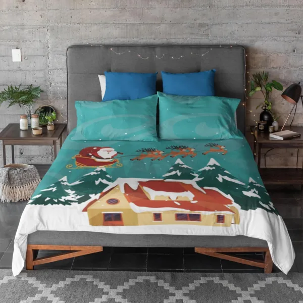 Flying Santa Christmas Bedsheet