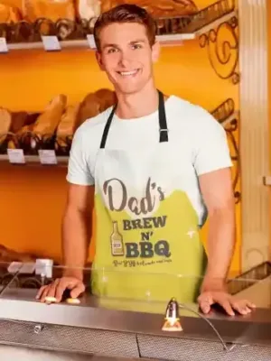 Dads Brew N' BBQ Apron for Dad with Chef Hat