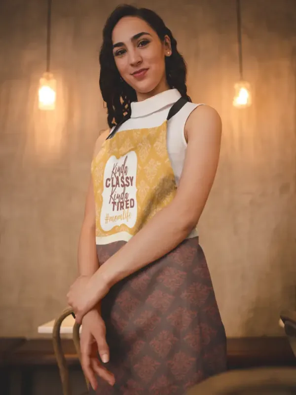 Kinda Tired Momlife Kitchen Chef Apron For Mother