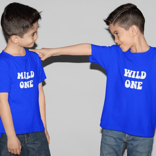 Mild One Wild One Cotton Printed Siblings T-Shirts for Brothers